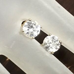 NWOT Gold Clad Diamonique Stud Earrings 2 cttw